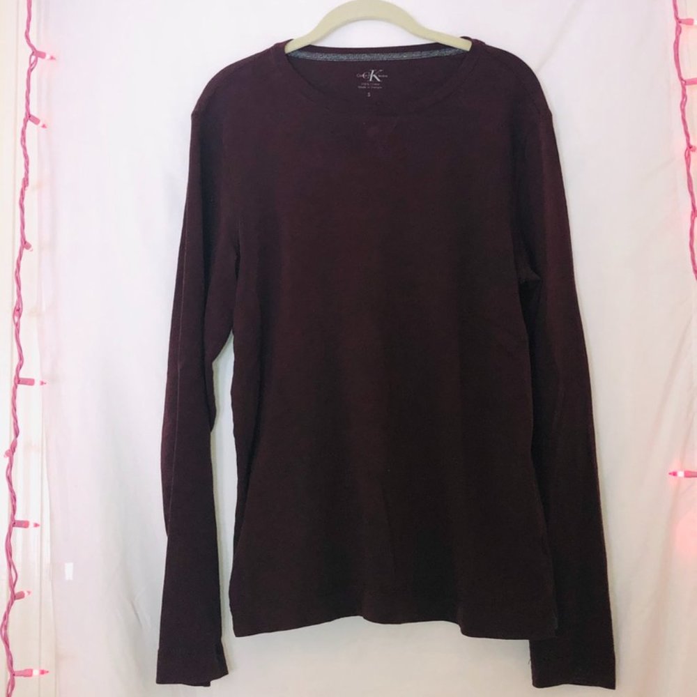 Calvin Klein Men's Burgundy LS Tee